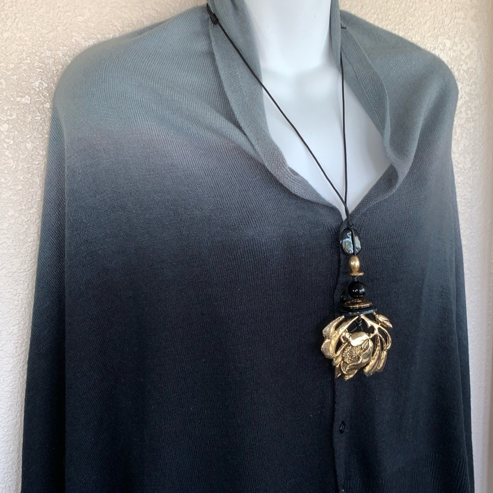 'Ragamuffin Couture' Brass Rose artisan Necklace, black leather cord, beads OOAK - Picture 7 of 13